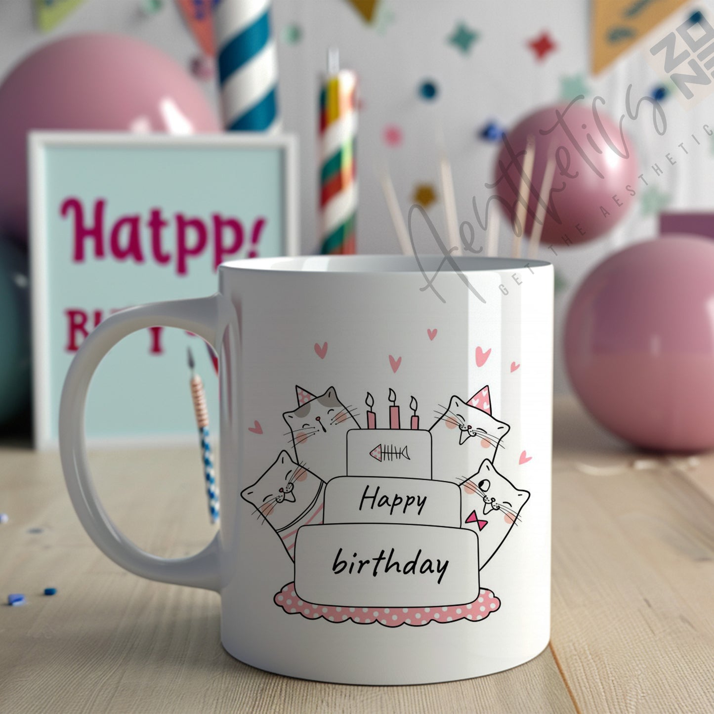 🎉 Cake & Whiskers – Cat Birthday Mug Edition 🍰🐱