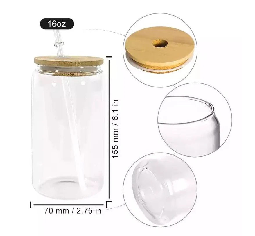 💧 Don’t Forget to Drink Water – Glass cup/tumbler with bamboo lid and glass straw