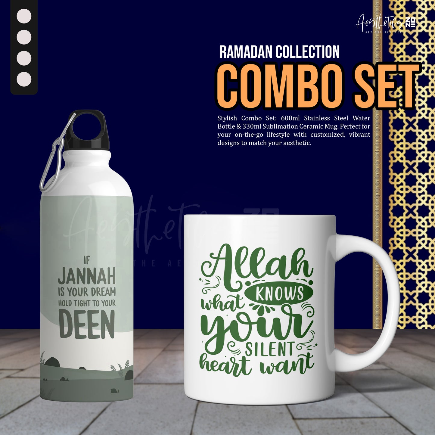 For the Silent Heart & Eternal Dream – Islamic Mug & Bottle Combo