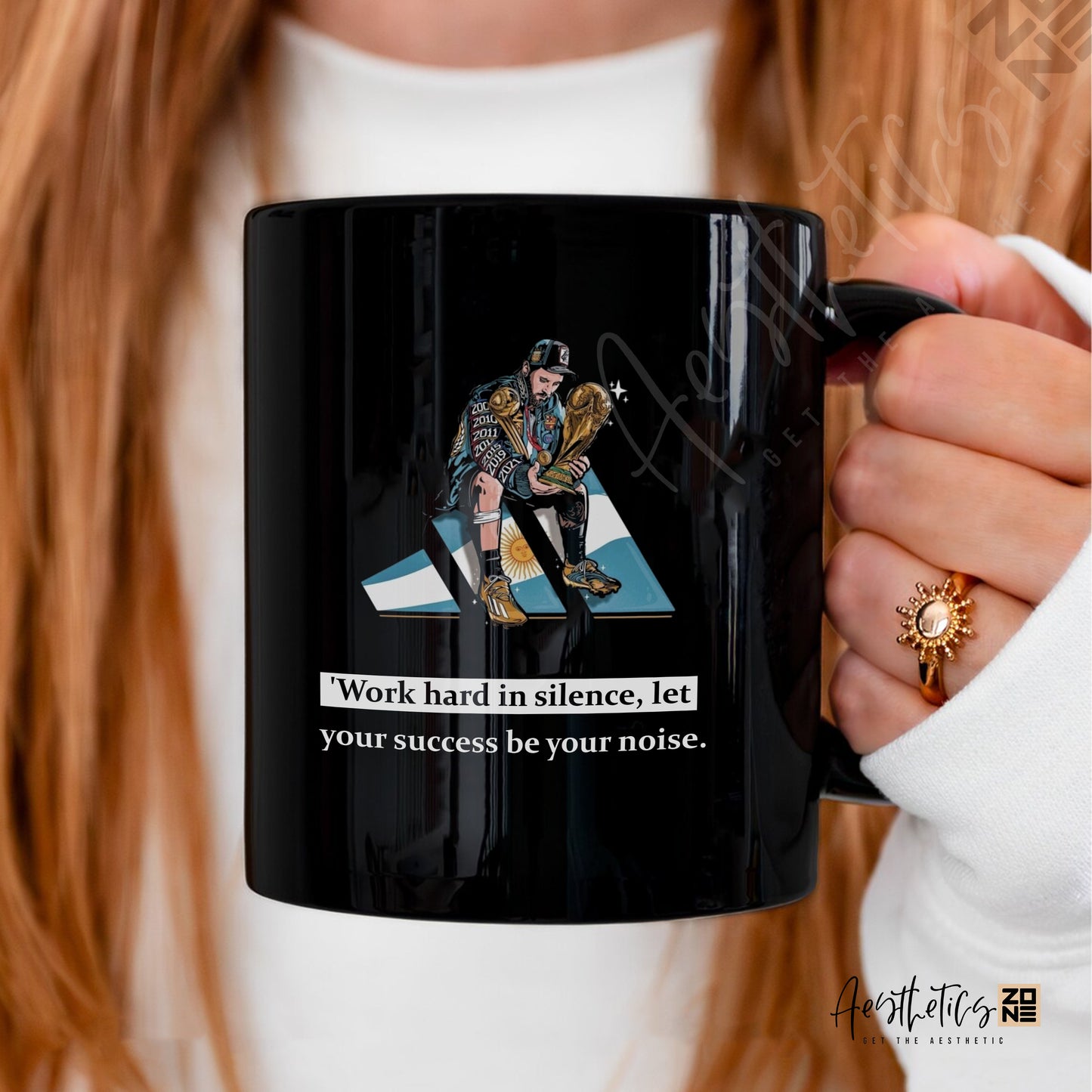 Work Hard in Silence β Messi Edition coffee mugs