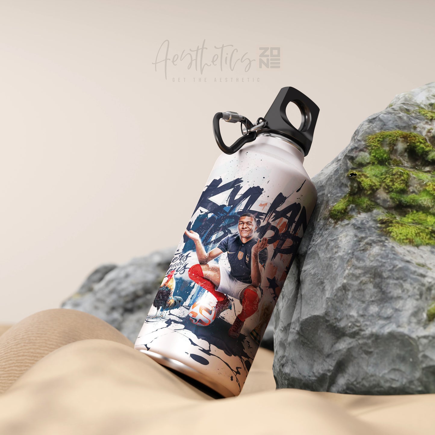 Kylian Mbappé Star Player Design Aluminum Sports Water Bottle – France Football Legend Edition