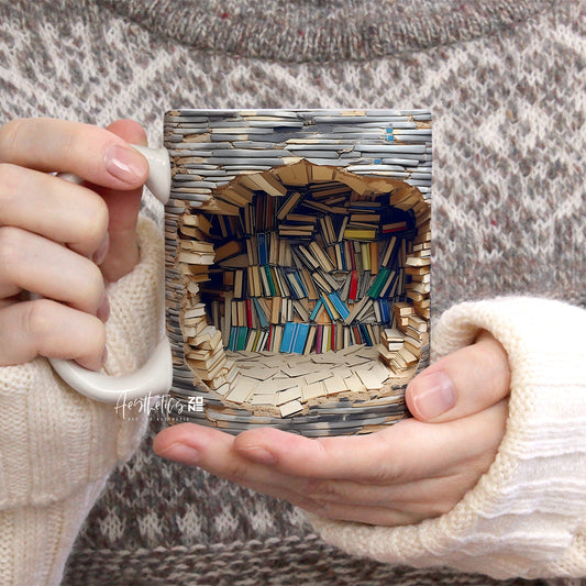 🪵📚 Shelf Life – Minimalist 3D Bookshelf Mug