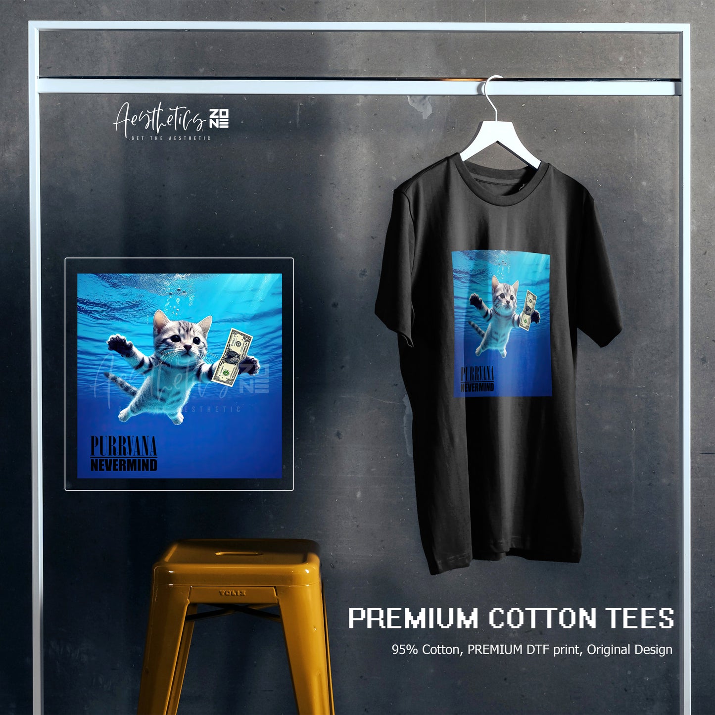 Funny Cat Purrvana Nevermind T-Shirt β Rock & Meow Style