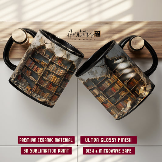 3D Bookshelf Mug – Where Every Sip Tells a Story