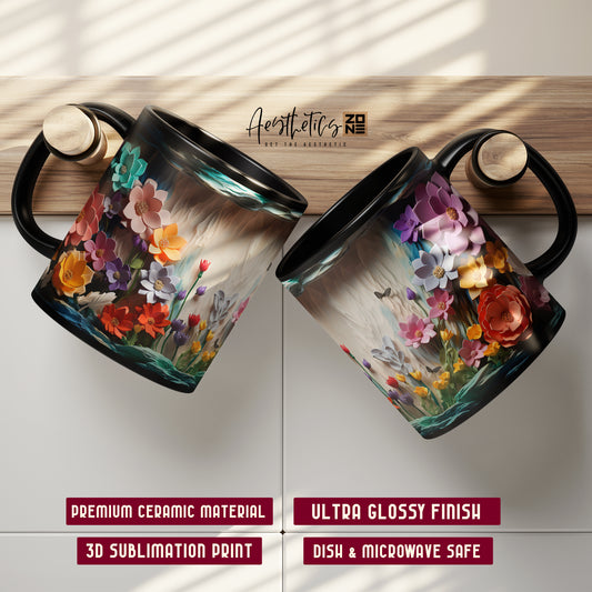 🌼 3D Wildflower Mug – Sip with a Blooming Heart