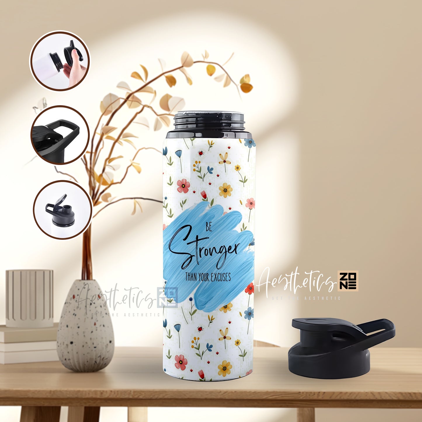 Be Stronger Than Your Excuses – Motivational Sporty Water Bottles