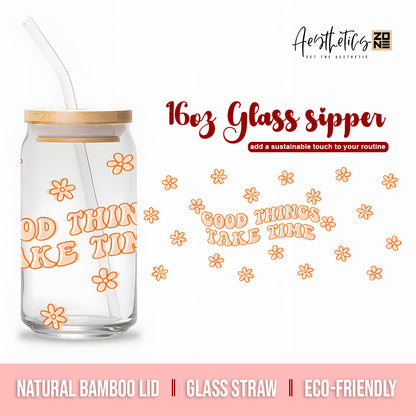 Aesthetic Quote Libbey Glass Can for Daily Use