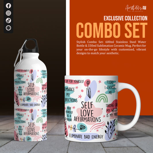 Love Yourself First – Self-Love Affirmation Mug & Bottle Combo