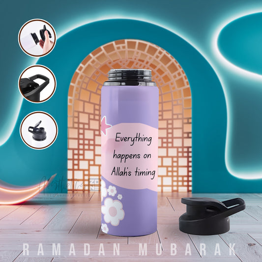 Everything Happens On Allah’s Timing – 750ml Sublimation Aluminum Bottle