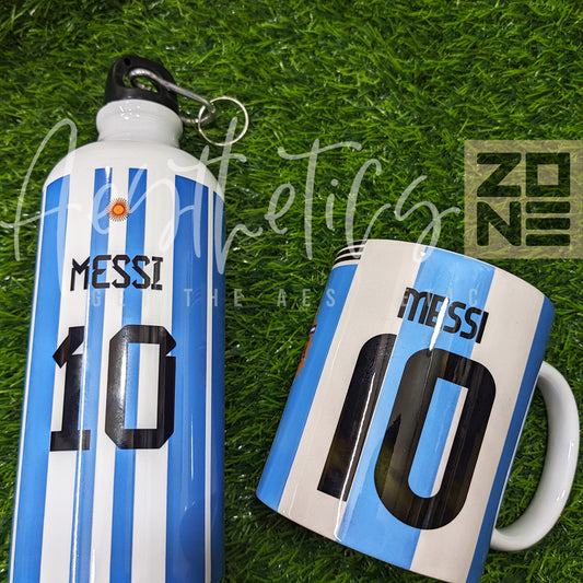 Messi 10 design combo bottle & mugs