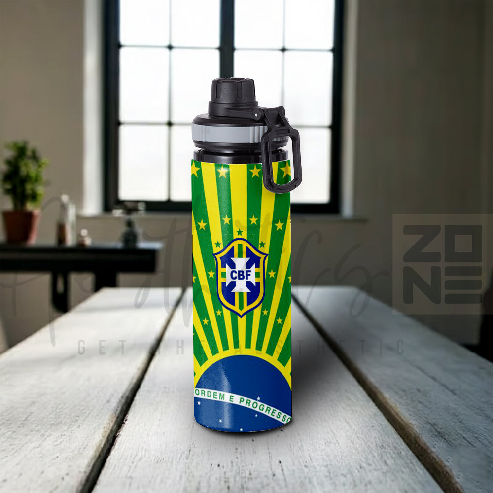 Brazil CBF Crest – Green & Yellow Pattern 750ml Sporty Bottle