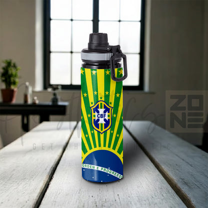 Brazil CBF Crest – Green & Yellow Pattern 750ml Sporty Bottle