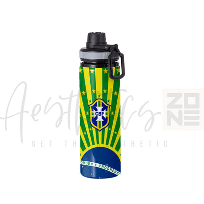 Brazil CBF Crest – Green & Yellow Pattern 750ml Sporty Bottle