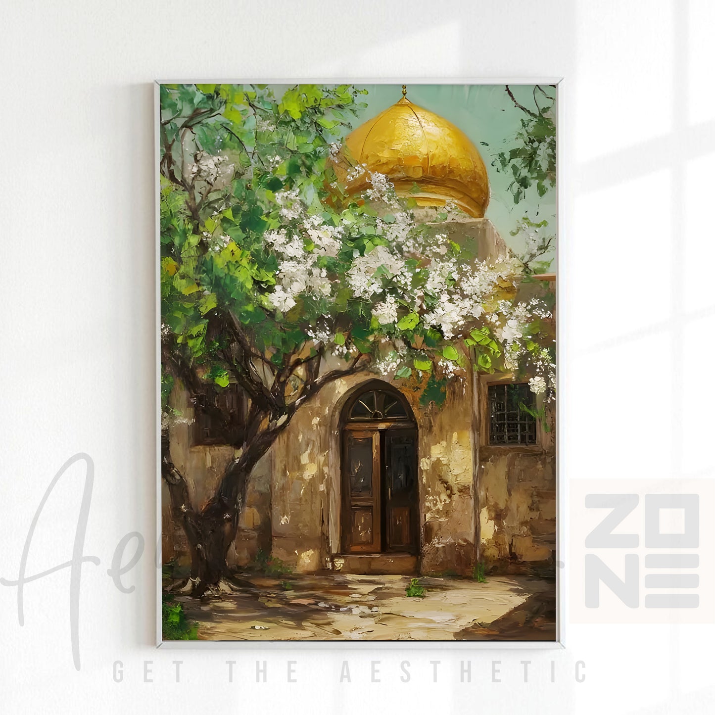 Golden Dome Mosque – Serene Islamic Framed Wall Art