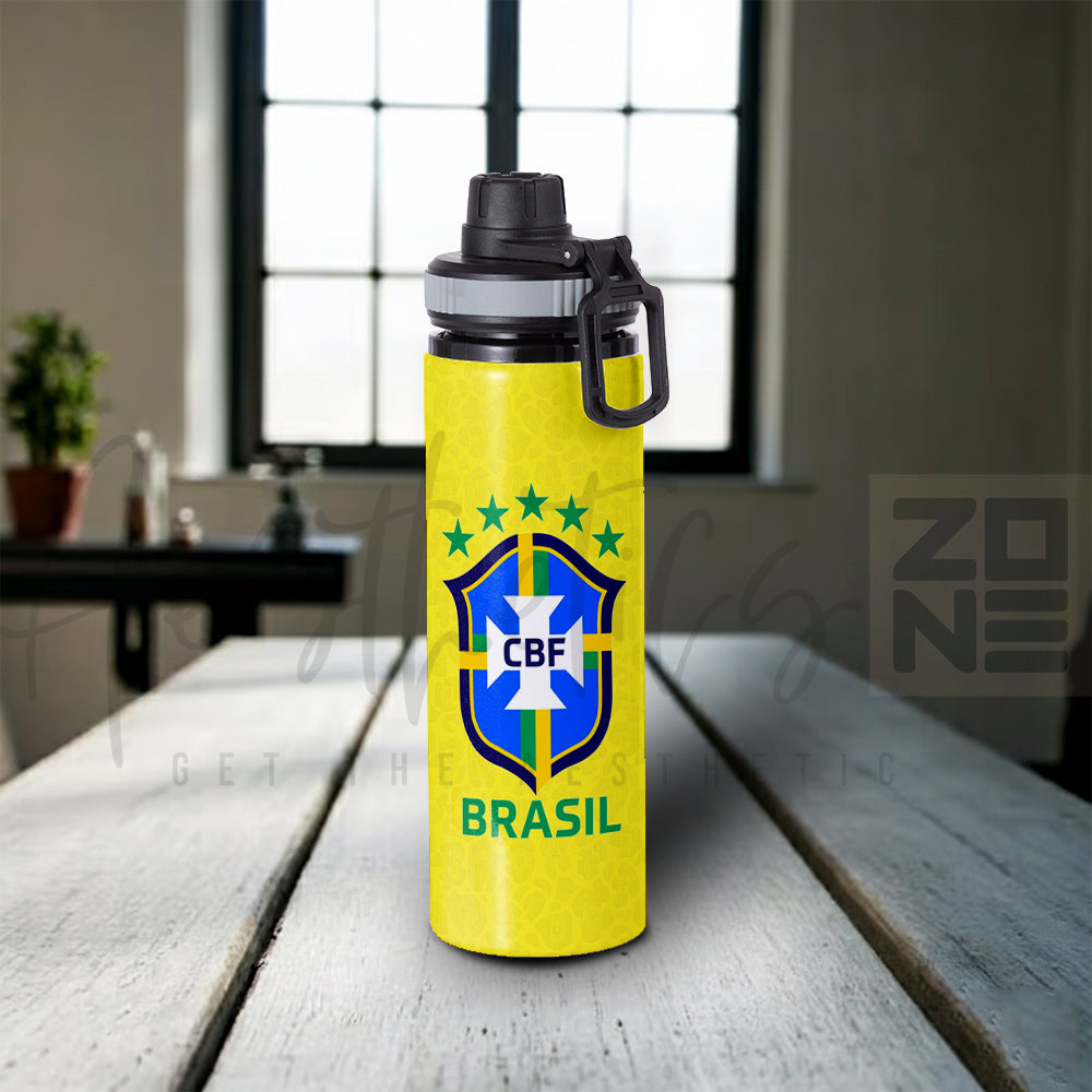 Brazil CBF Minimal Yellow Edition – 750ml Sporty Bottle with free key rings