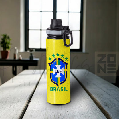 Brazil CBF Minimal Yellow Edition – 750ml Sporty Bottle with free key rings