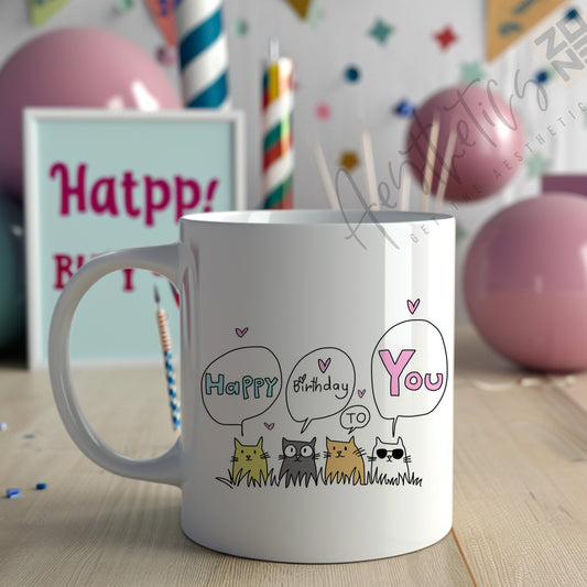 🐾 Purr-fect Birthday Mug – Cute Cat Edition 🎂