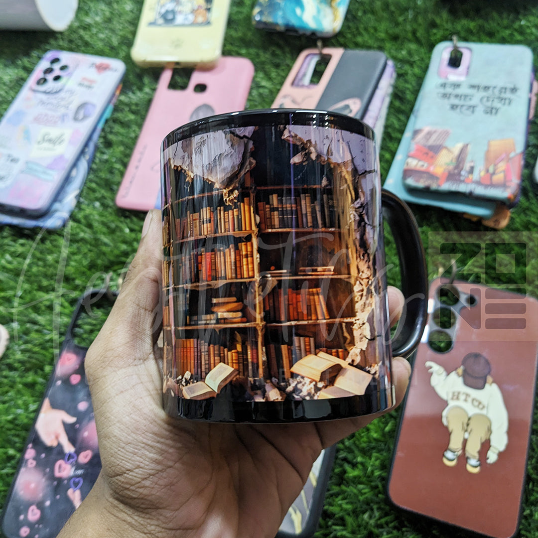 3D Bookshelf Mug – Where Every Sip Tells a Story