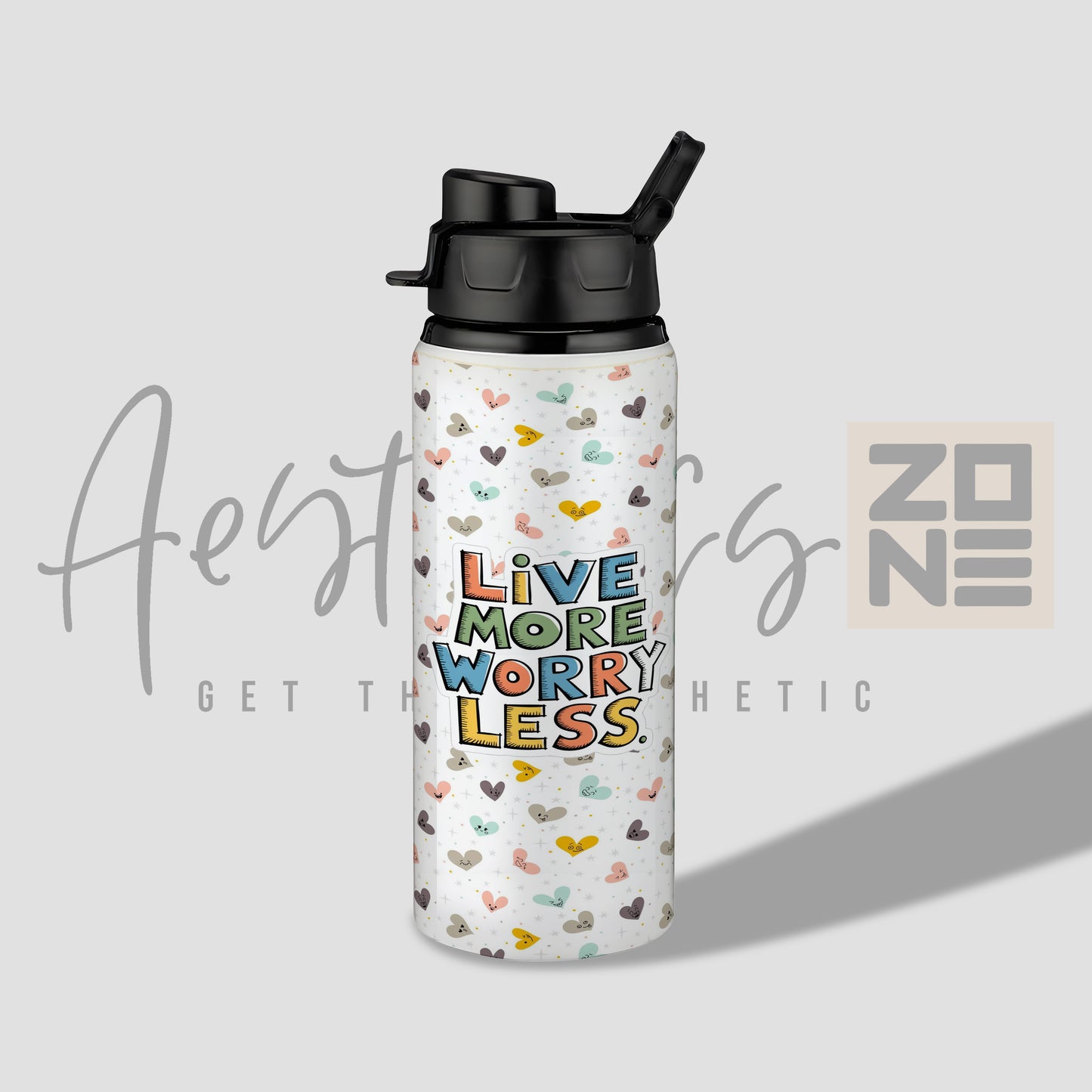 Live More, Worry Less Motivational Bottle