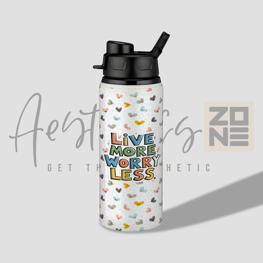 Live More, Worry Less Motivational Bottle