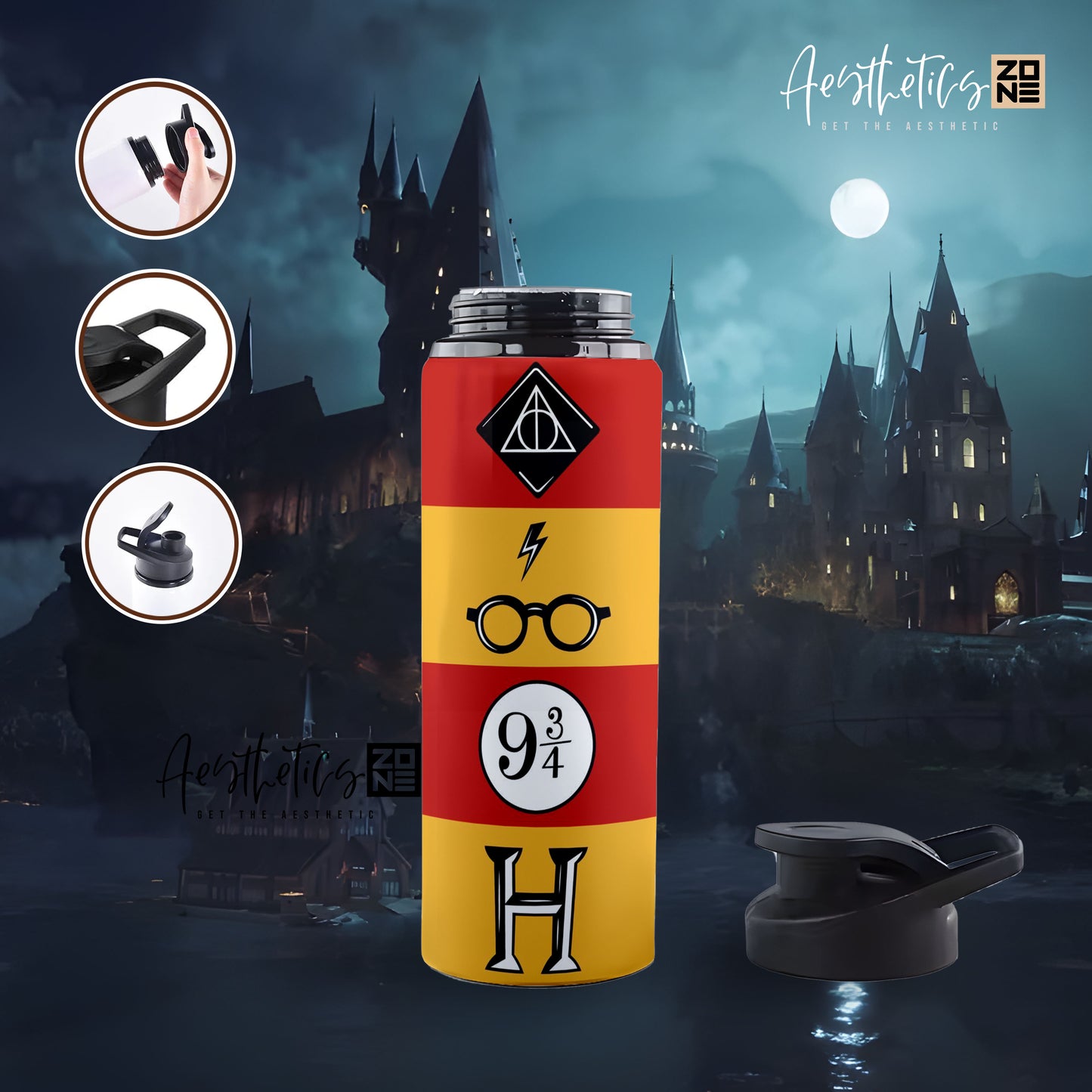 Harry Potter Minimal Icon Design Aluminum Sports Bottle