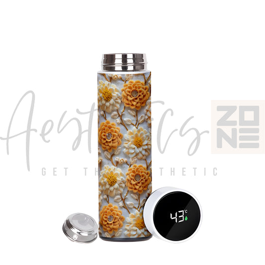 3D Orange Floral Thermal Bottle