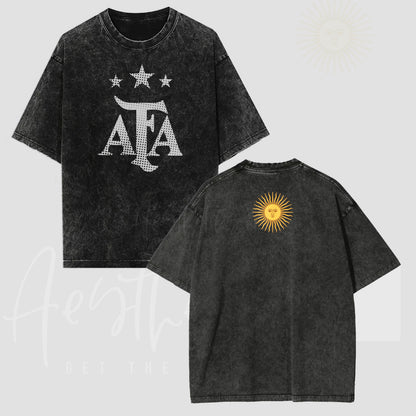 Argentina Vintage Acid Wash Oversized Tee – Dual Print Edition