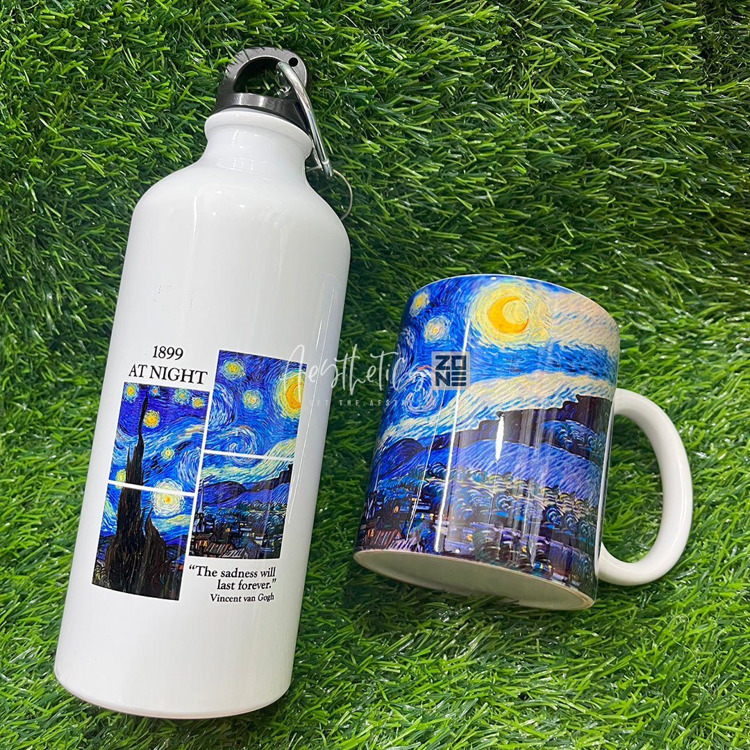 Starry Night Dreams – Van Gogh Inspired Mug & Bottle Combo