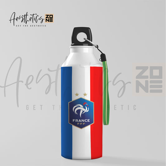 France Football Stripe Aluminum Water Bottle – 600ml & 750ml Sports Edition