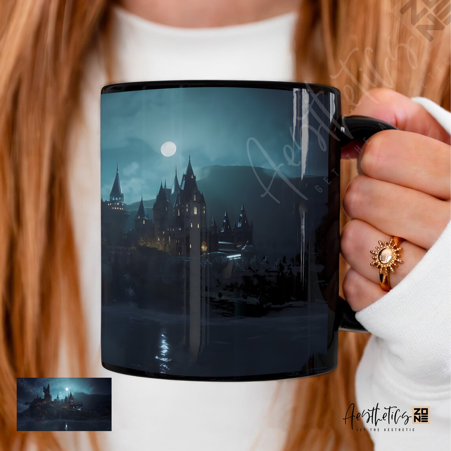 Iconic Wizard portrait black ultra glossy mugs