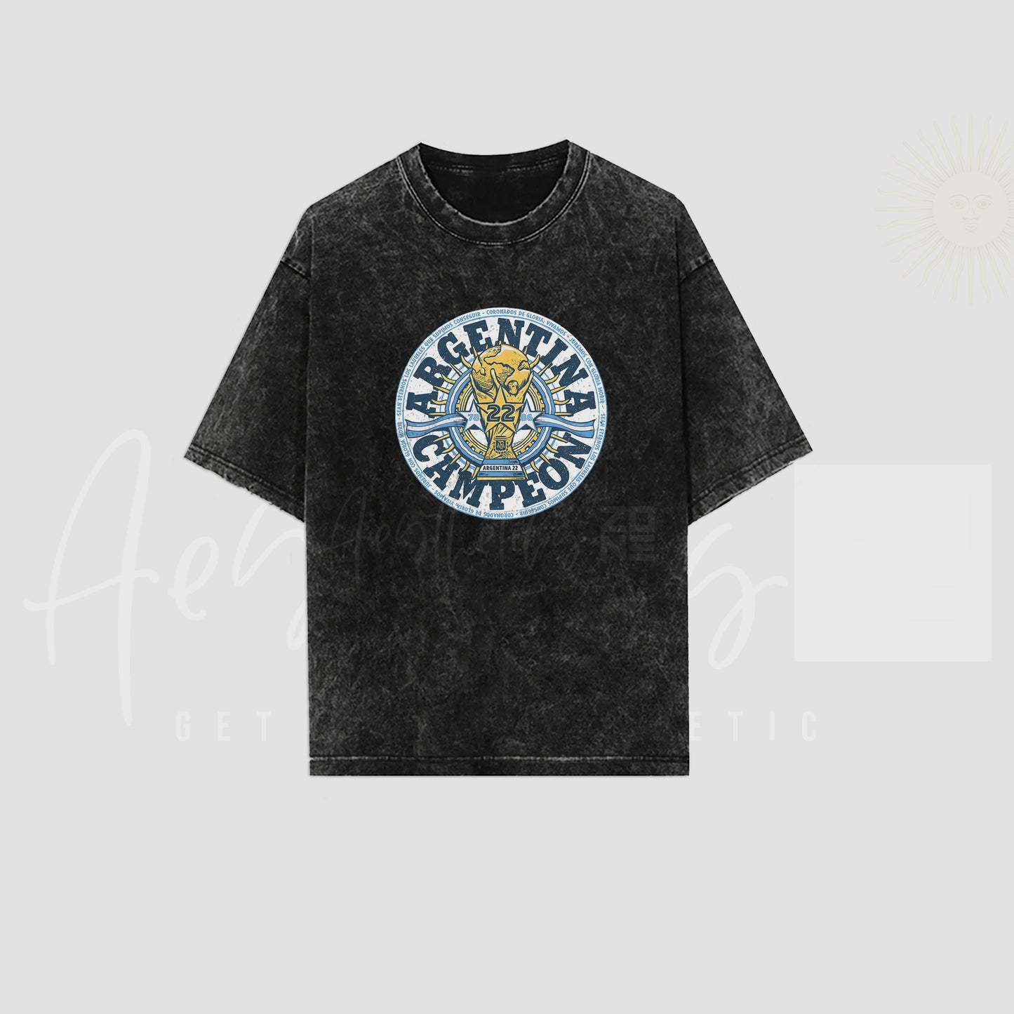 Argentina Champions 22 Vintage Acid Wash Tee