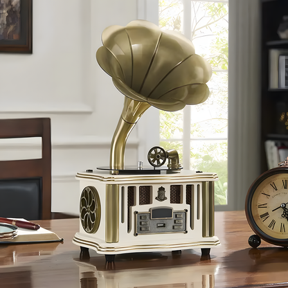 Wooden Classic European-Style Gramophone – Portable Retro Bluetooth Speaker & Ornament