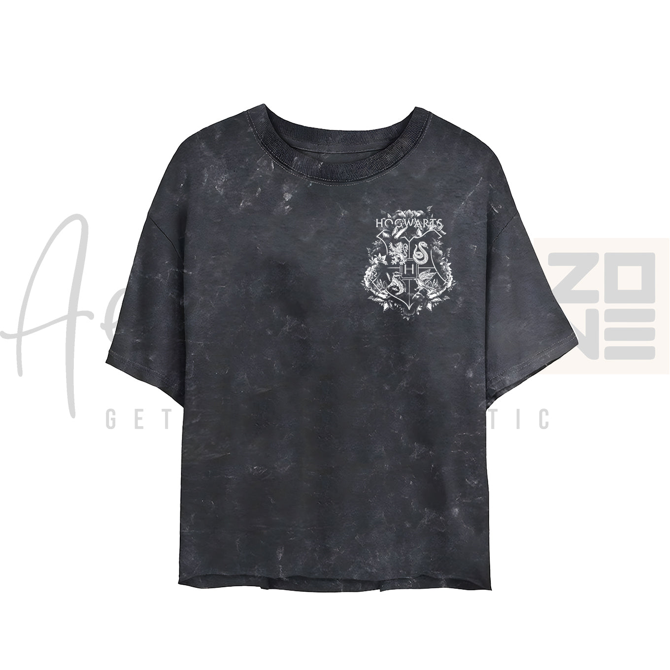 Hogwarts Blooms – Floral Logo Acid Wash Tee