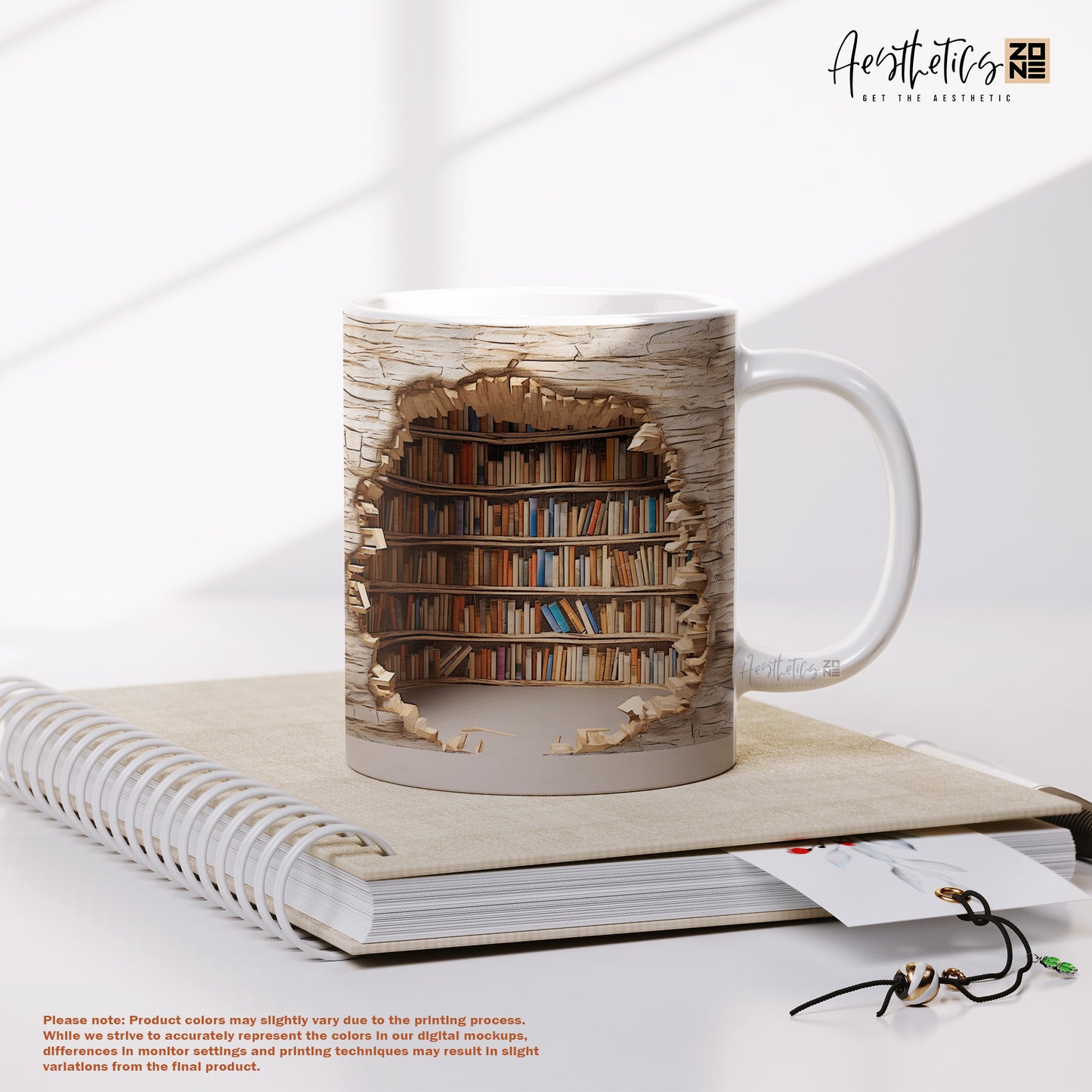 ✨📖 Tiny Worlds on a Shelf – Artistic 3D Bookshelf Mug