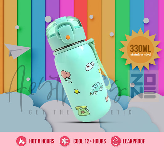 Cute Kids Thermal Water Bottle 330ml – Keeps Drinks Hot or Cold 8+ Hours