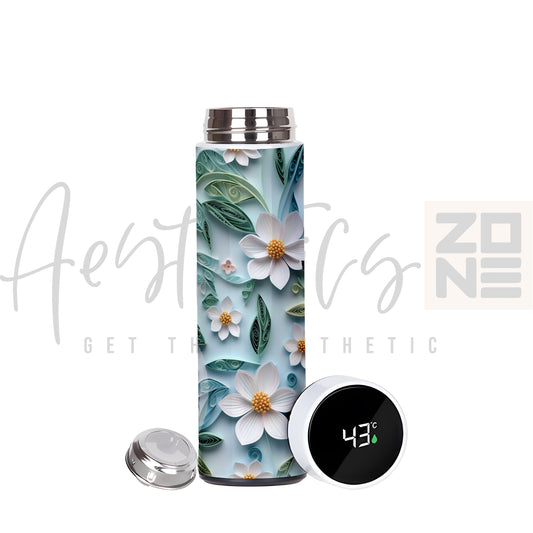 Mint Green 3D Floral Thermal Bottle
