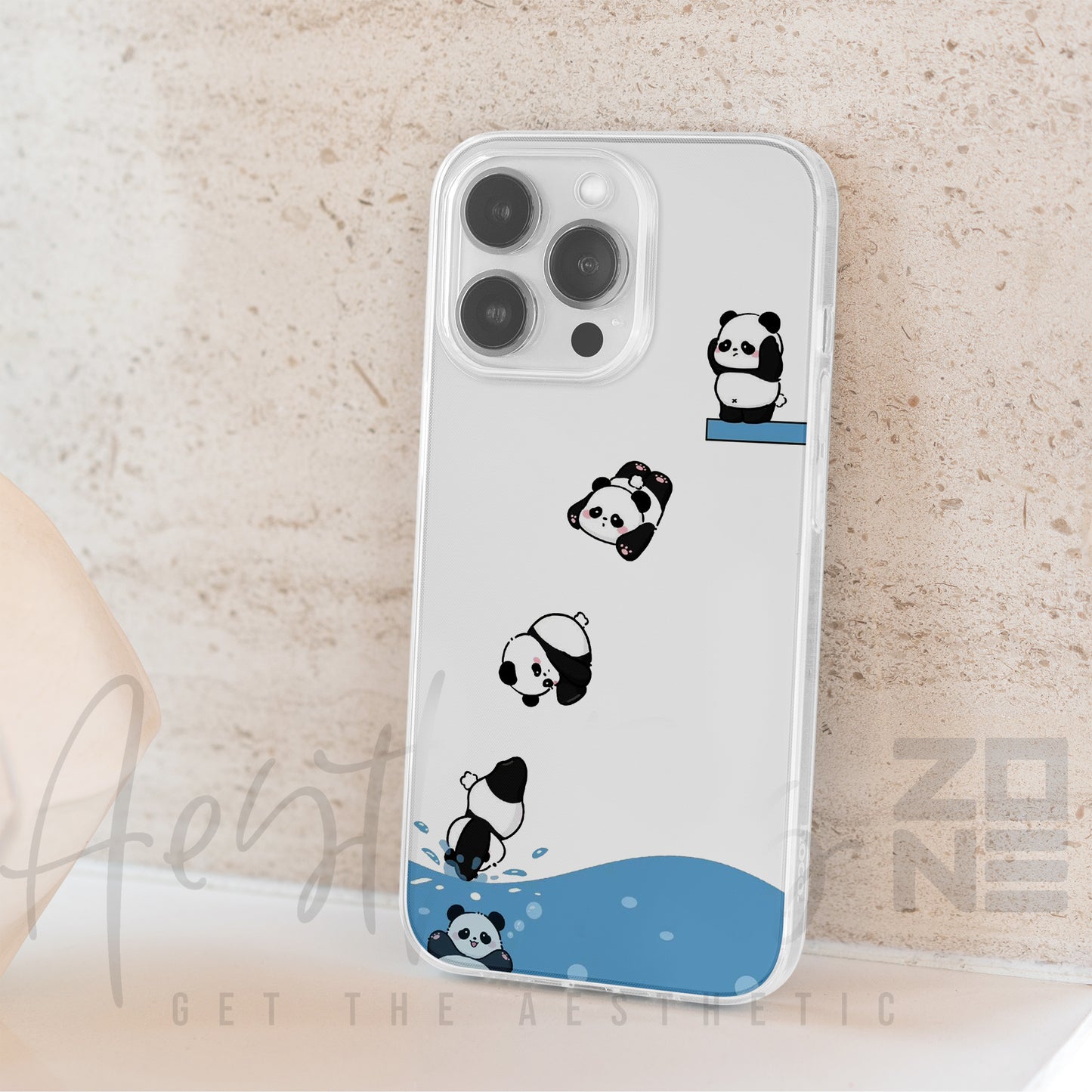 Splash of Cuteness — Panda Pool Jump Transparent Case