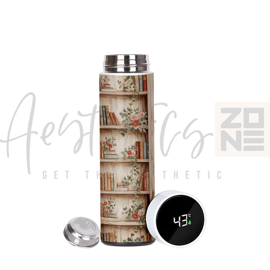 Aesthetic Bookshelf Floral Thermal Bottle