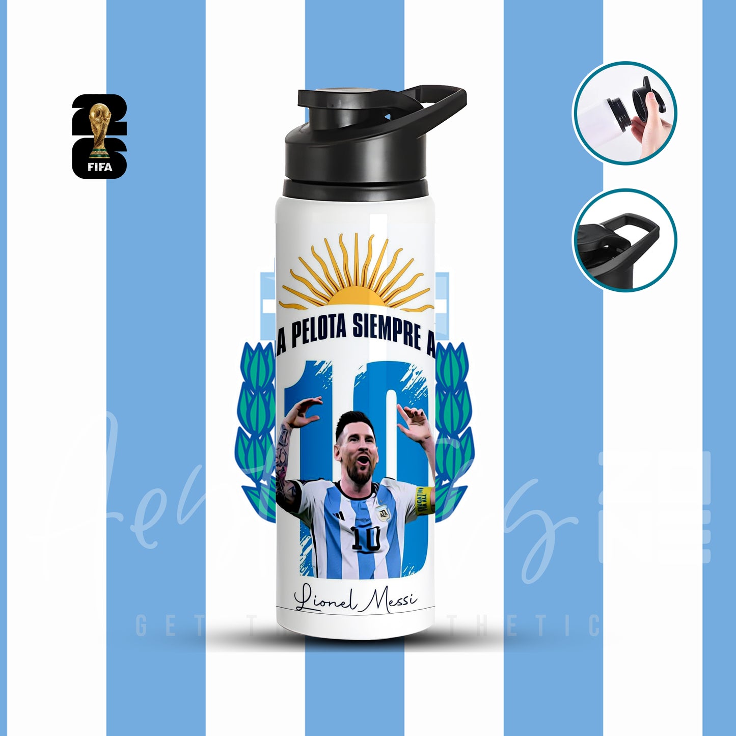 Lionel Messi Minimal Aesthetic Edition Aluminum Sports Water Bottle