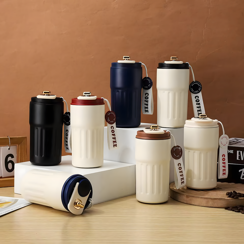 Double wall vacuum insulated 450ml LED smart Coffee cup