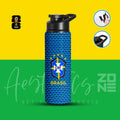 Brazil Blue Pattern Football Logo Edition Aluminum Sports Water Bottle with free key rings