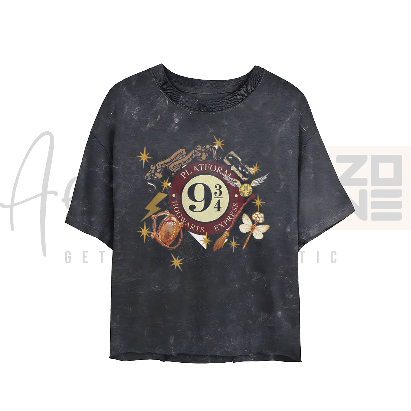 “All Aboard – Platform 9¾ Acid Wash Tee”