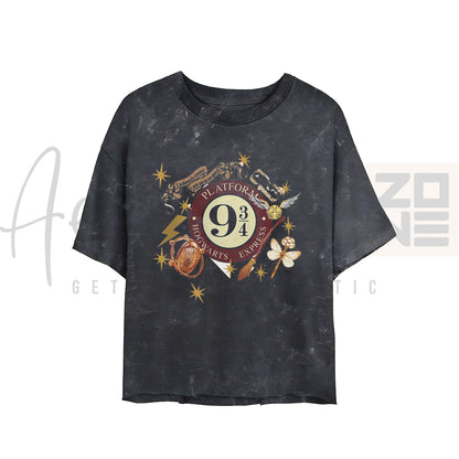 “All Aboard – Platform 9¾ Acid Wash Tee”