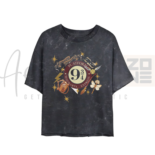 “All Aboard – Platform 9¾ Acid Wash Tee”