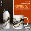 3D Gold & Monochrome Elegance – Mug & Bottle Combo