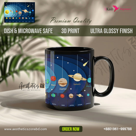 Galaxy universe special design black glossy mugs