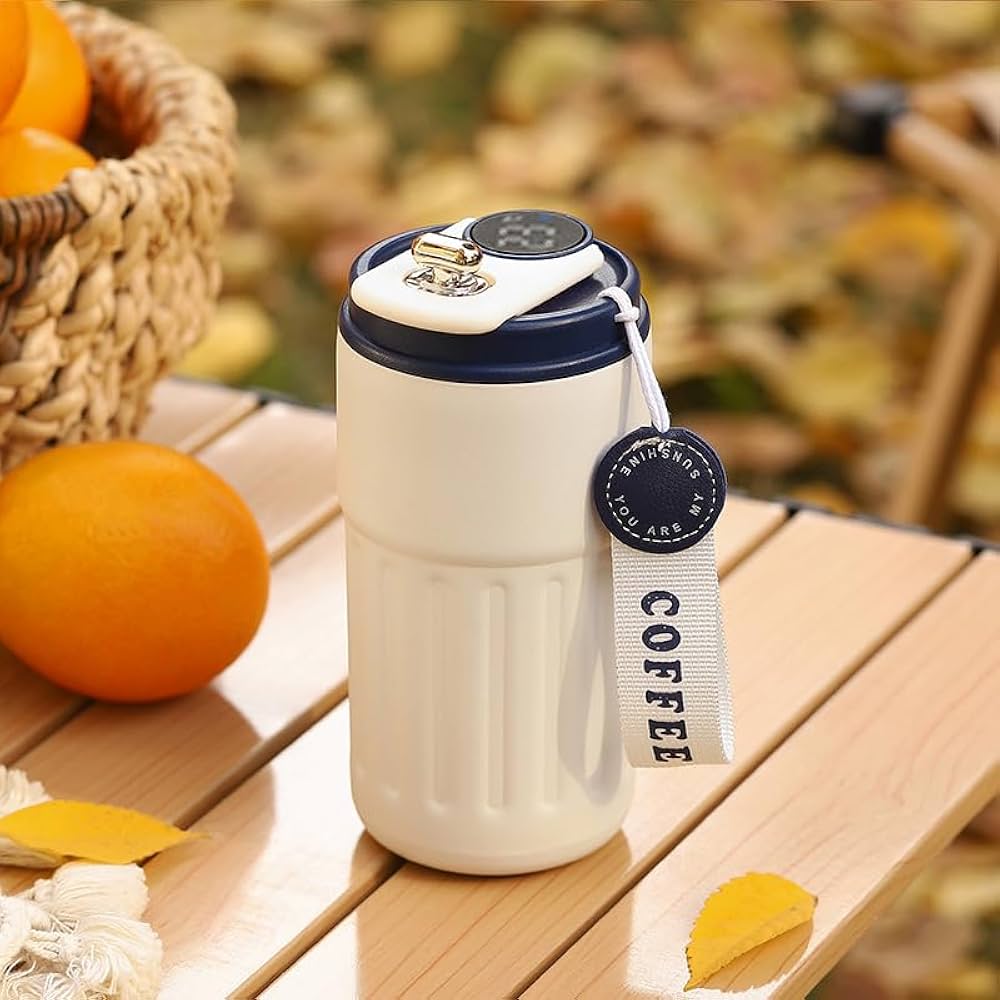 Double wall vacuum insulated 450ml LED smart Coffee cup