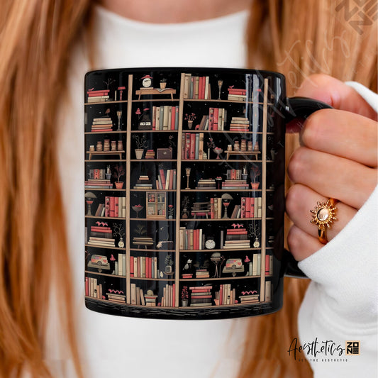 📚✨ Cozy Reads – Cute Bookshelf Mug