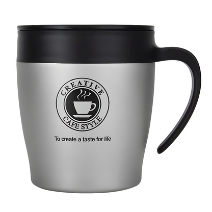 Double Walled 330ml Coffee Cup Stainless Steel with spoon