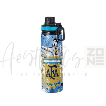 Water bottle with sports-themed design and 'AFA' branding on a white background